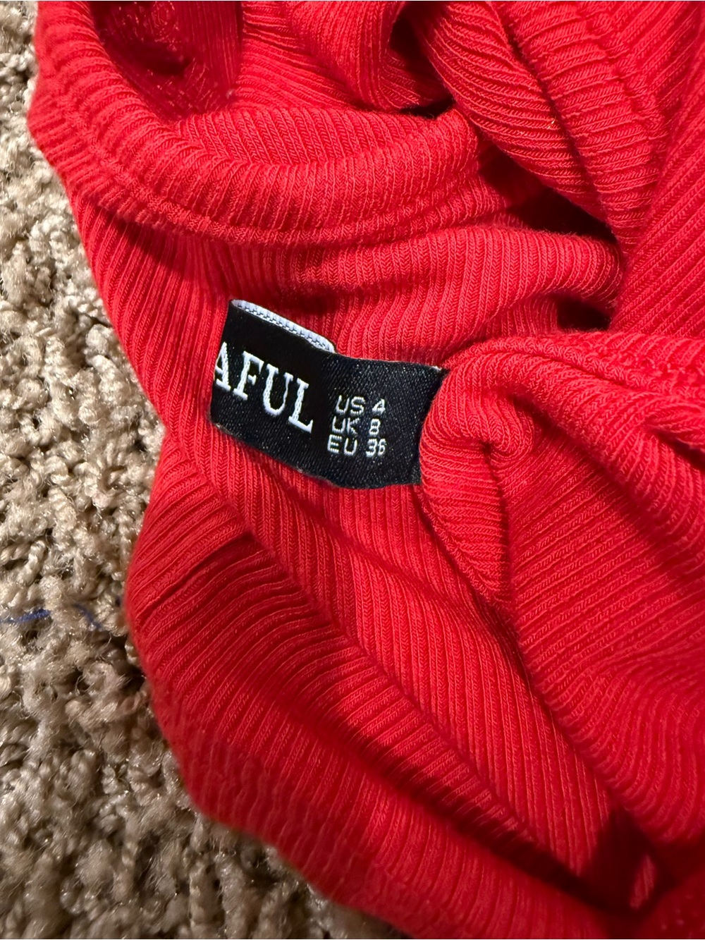 Zaful Red One-Shoulder Double-Strap Ribbed Crop Tank - Picture 8 of 8